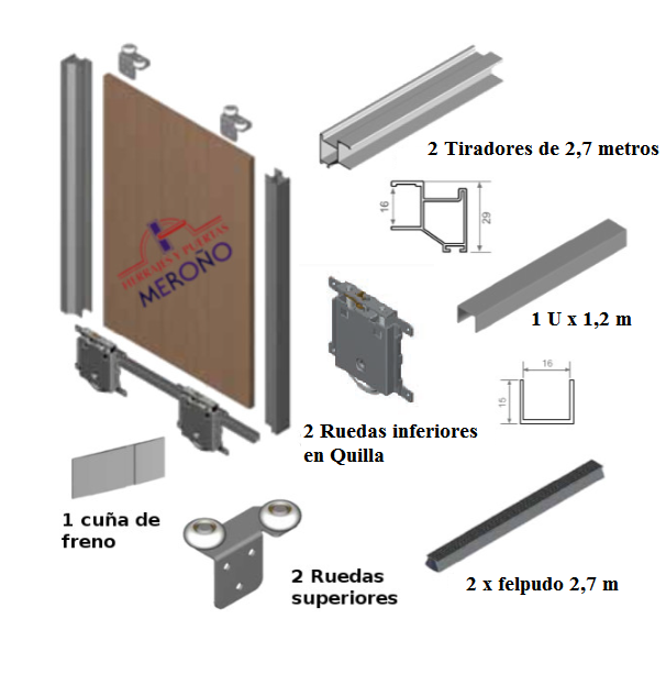 Kit de Puerta para Armario Corredera - Herrajes y Puertas Meroño, S.L.