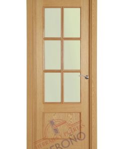 Puerta de interior de roble barnizada modelo 202 con 6 vidrios