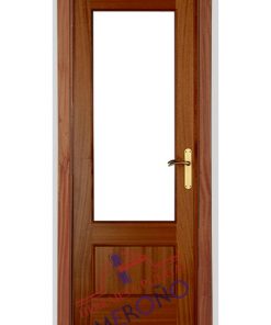 Puerta de interior en madera de sapely barnizada modelo 202 con 1 vidrios